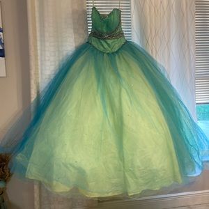 Diamond and gem embellished prom sweet sixteen dress. Corset in the back